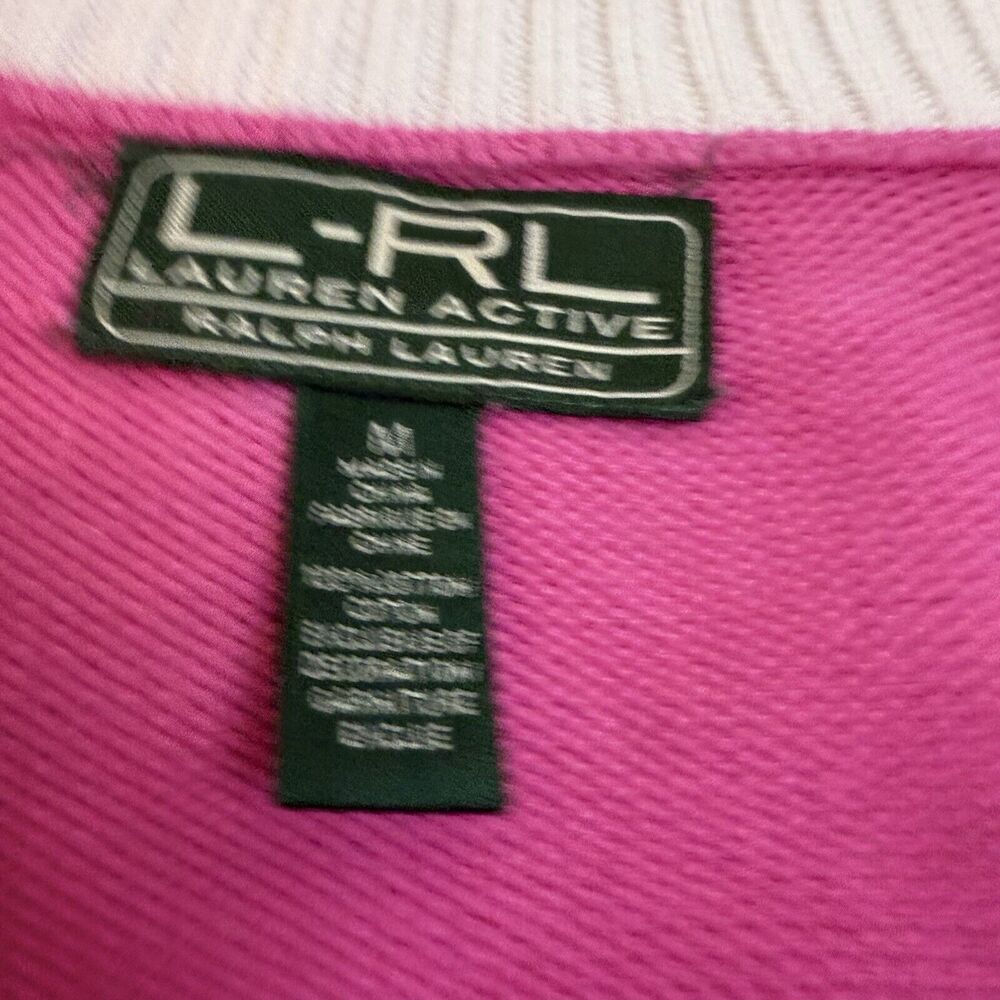 Lauren Ralph Lauren Cardigan Sweater Full Zip Pink Med Knit Women Old Money Logo - Picture 9 of 14